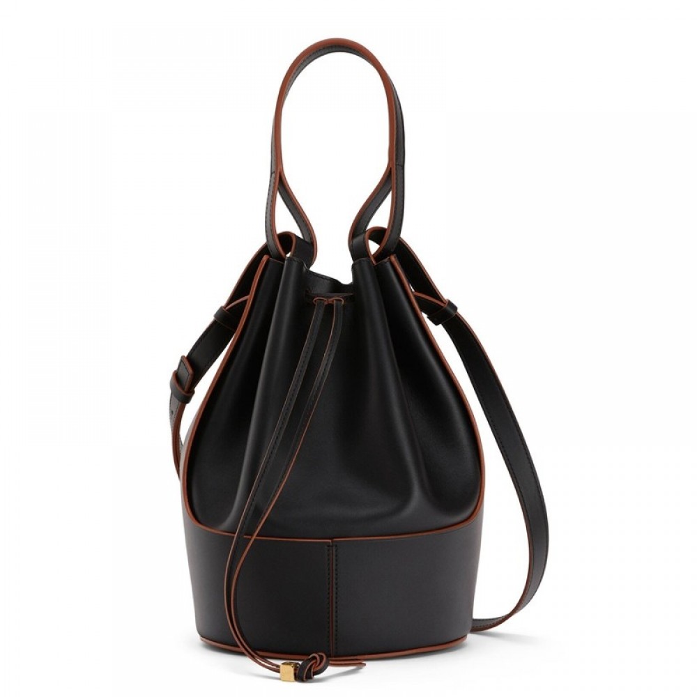 Loewe Medium Balloon Bucket Bag In Black Calfskin LS929083