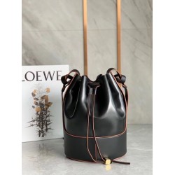 Loewe Medium Balloon Bucket Bag In Black Calfskin LS929083