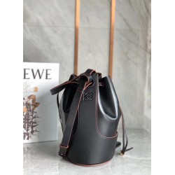 Loewe Medium Balloon Bucket Bag In Black Calfskin LS929083