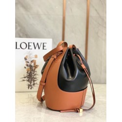 Loewe Medium Balloon Bucket Bag In Black/Tan Calfskin LS929084