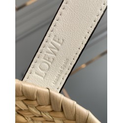 Loewe Medium Basket Bag in Raffia and White Calfskin LS929093