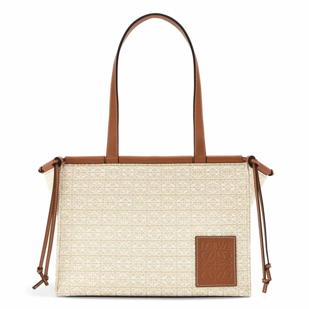 Loewe Medium Cushion Tote In Beige Anagram Jacquard LS929096