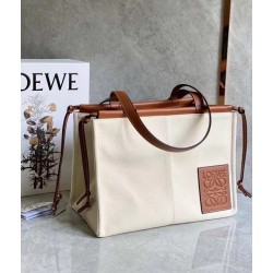 Loewe Medium Cushion Tote In Canvas and Calfskin LS929098