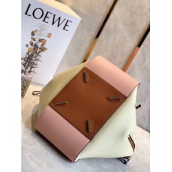 Loewe Medium Hammock Bag In Pink/Milk/Tan Calfskin LS929099