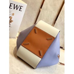 Loewe Medium Hammock Bag In White/Blue/Tan Calfskin LS929105