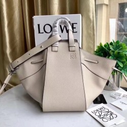 Loewe Medium Hammock Drawstring Bag In Grey Leather LS929107