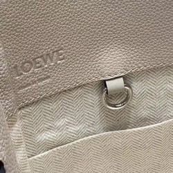 Loewe Medium Hammock Drawstring Bag In Grey Leather LS929107