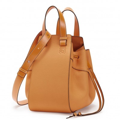 Loewe Medium Hammock Drawstring Bag In Tan Leather LS929117