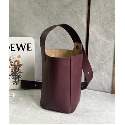 Loewe Medium Pebble Bucket Bag in Burgundy Calfskin LS929109