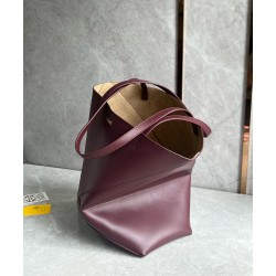 Loewe Medium Puzzle Fold Tote Bag in Bordeaux Calfskin LS929124