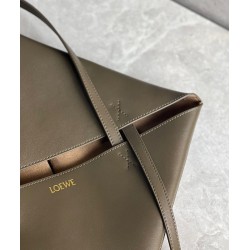 Loewe Medium Puzzle Fold Tote Bag in Dark Green Calfskin LS929112