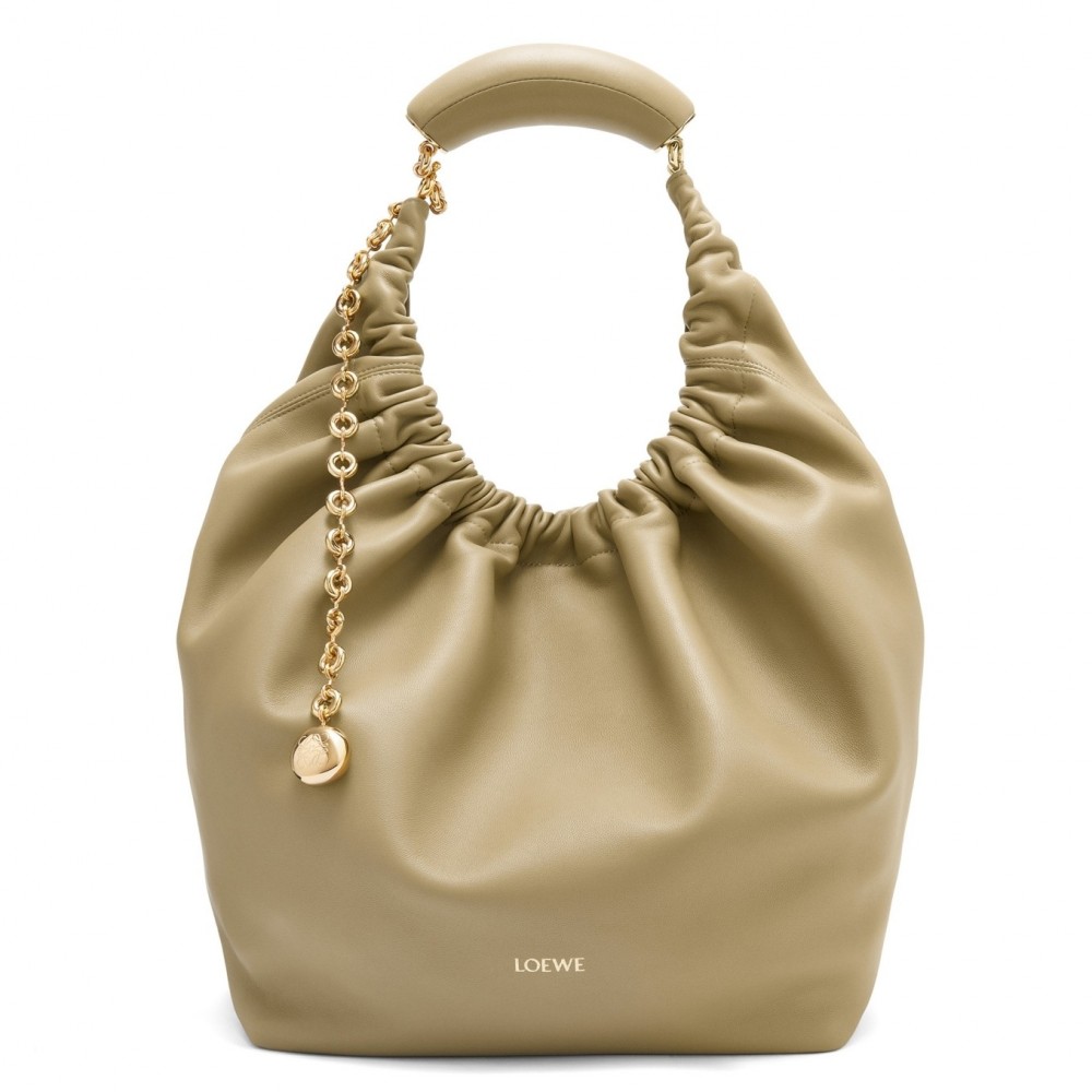 Loewe Medium Squeeze Bag in Clay Green Nappa Lambskin LS929118