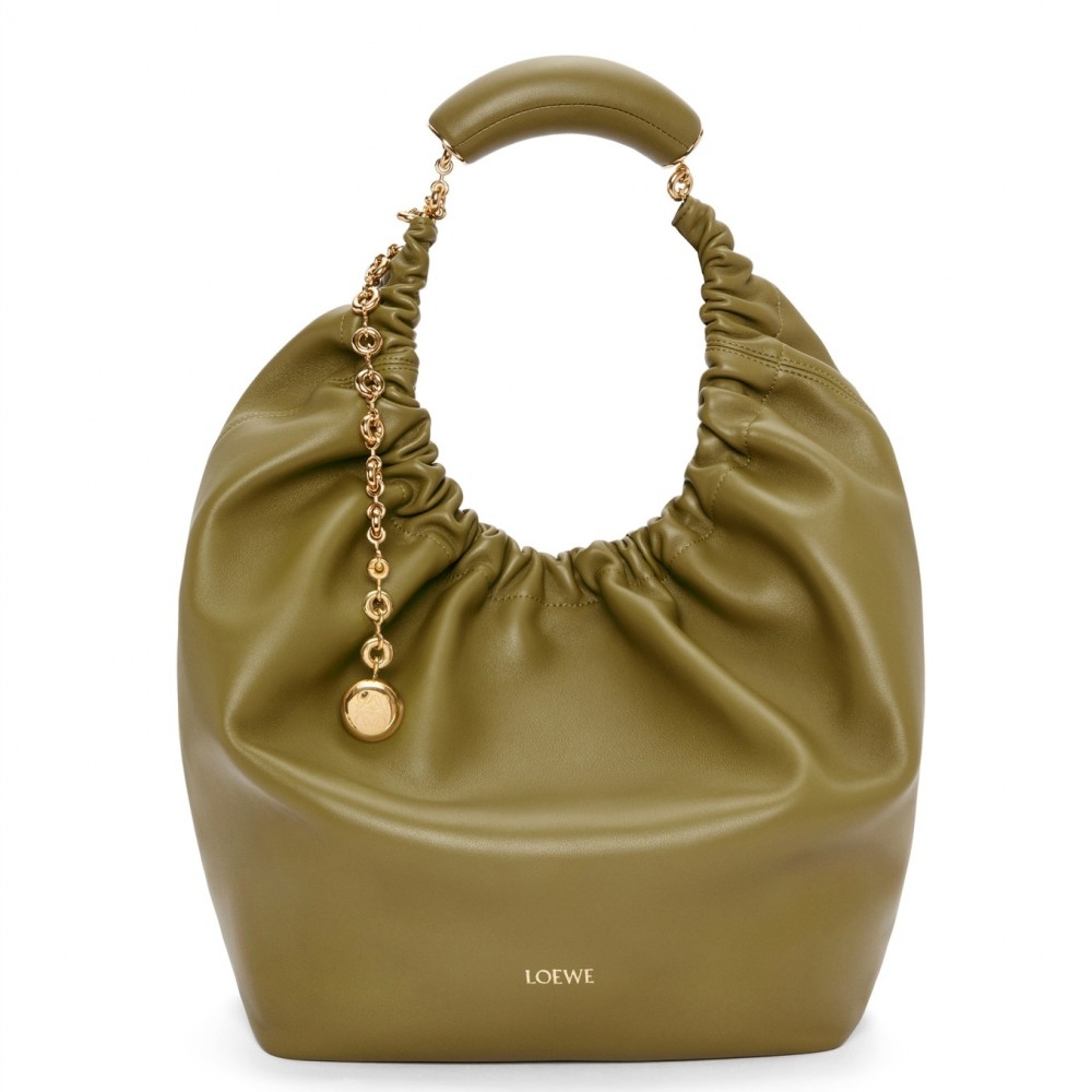 Loewe Medium Squeeze Bag in Olive Nappa Lambskin LS929125