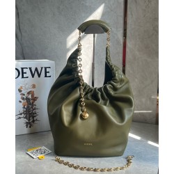 Loewe Medium Squeeze Bag in Olive Nappa Lambskin LS929125