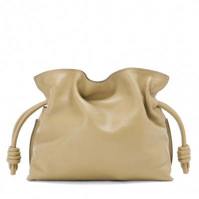 Loewe Mini Flamenco Clutch Bag In Clay Green Calfskin LS929135