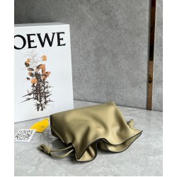 Loewe Mini Flamenco Clutch Bag In Clay Green Calfskin LS929135