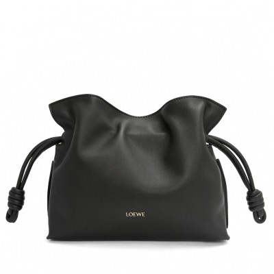 Loewe Mini Flamenco Clutch Bag in Black Nappa Calfskin LS929136