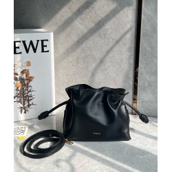 Loewe Mini Flamenco Clutch Bag in Black Nappa Calfskin LS929136