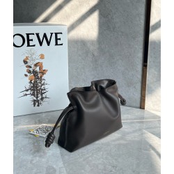 Loewe Mini Flamenco Clutch Bag in Chocolate Nappa Calfskin LS929128