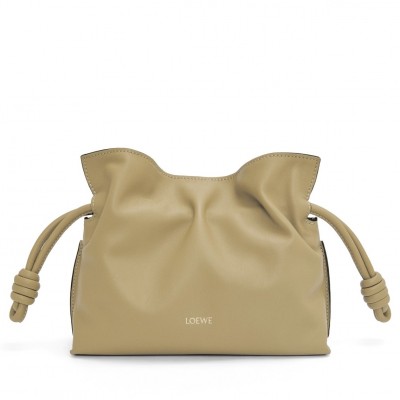 Loewe Mini Flamenco Clutch Bag in Clay Green Nappa Calfskin LS929129