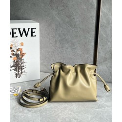 Loewe Mini Flamenco Clutch Bag in Clay Green Nappa Calfskin LS929129