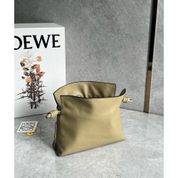 Loewe Mini Flamenco Clutch Bag in Clay Green Nappa Calfskin LS929129