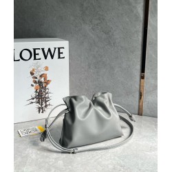 Loewe Mini Flamenco Clutch Bag in Pearl Grey Nappa Calfskin LS929132