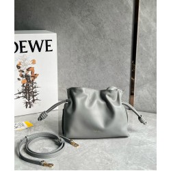 Loewe Mini Flamenco Clutch Bag in Pearl Grey Nappa Calfskin LS929132