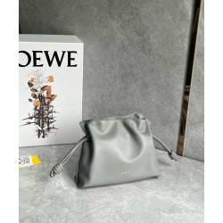 Loewe Mini Flamenco Clutch Bag in Pearl Grey Nappa Calfskin LS929132