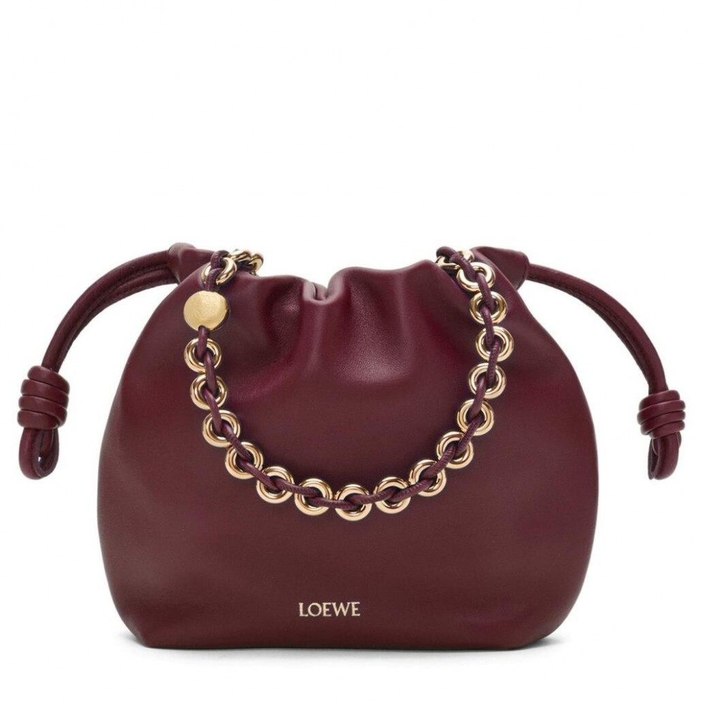 Loewe Mini Flamenco Purse Bag in Burgundy Nappa Lambskin LS929143