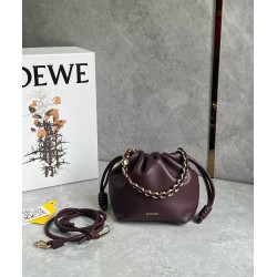 Loewe Mini Flamenco Purse Bag in Burgundy Nappa Lambskin LS929143