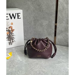 Loewe Mini Flamenco Purse Bag in Burgundy Nappa Lambskin LS929143