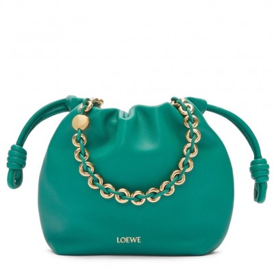 Loewe Mini Flamenco Purse Bag in Green Nappa Lambskin LS929138