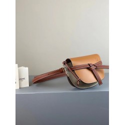 Loewe Mini Gate Dual Bag In Amber/Grey Calfskin LS929134