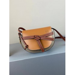 Loewe Mini Gate Dual Bag In Amber/Grey Calfskin LS929134