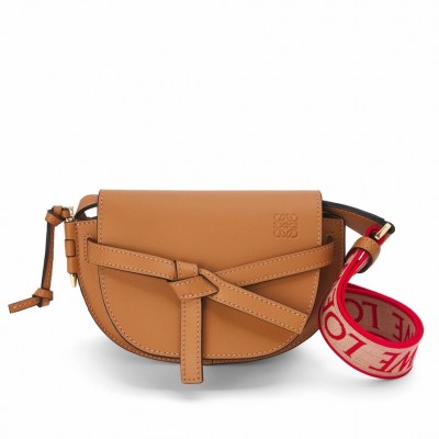 Loewe Mini Gate Dual Bag In Brown Calfskin LS929140