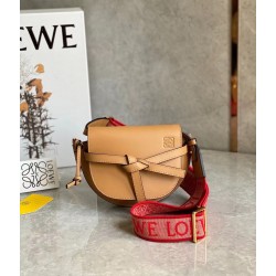 Loewe Mini Gate Dual Bag In Brown Calfskin LS929140