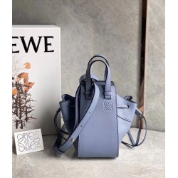 Loewe Mini Hammock Drawstring Bag In Blue Calfskin LS929147