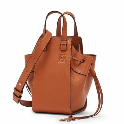 Loewe Mini Hammock Drawstring Bag In Brown Calfskin LS929146