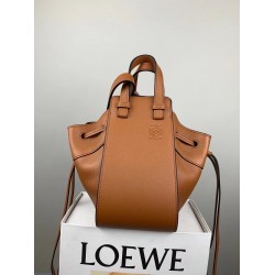 Loewe Mini Hammock Drawstring Bag In Brown Calfskin LS929146