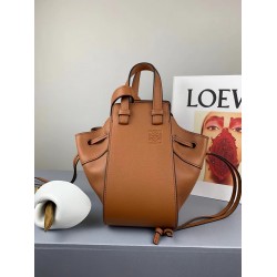 Loewe Mini Hammock Drawstring Bag In Brown Calfskin LS929146