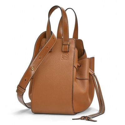 Loewe Mini Hammock Drawstring Bag In Brown Leather LS929149