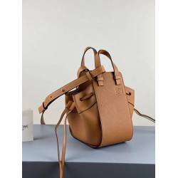 Loewe Mini Hammock Drawstring Bag In Brown Leather LS929149