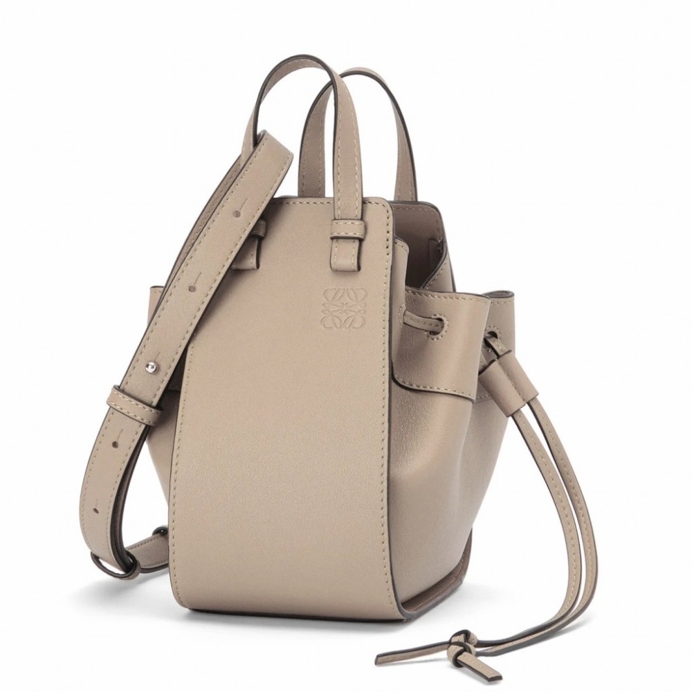 Loewe Mini Hammock Drawstring Bag In Sand Calfskin LS929150