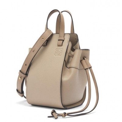 Loewe Mini Hammock Drawstring Bag In Sand Leather LS929151