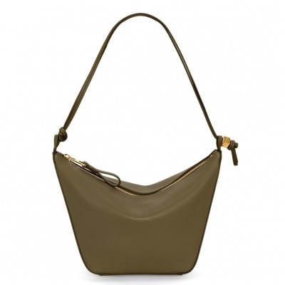 Loewe Mini Hammock Hobo Bag in Dark Green Calfskin LS929155