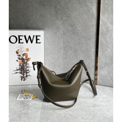 Loewe Mini Hammock Hobo Bag in Dark Green Calfskin LS929155