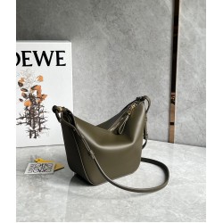 Loewe Mini Hammock Hobo Bag in Dark Green Calfskin LS929155