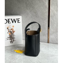 Loewe Mini Pebble Bucket Bag in Black Calfskin LS929159