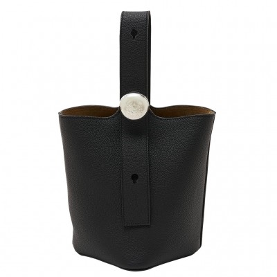 Loewe Mini Pebble Bucket Bag in Black Grained Leather LS929160